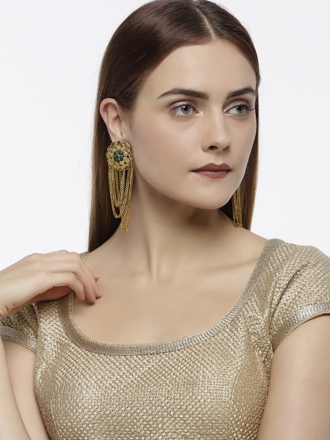 

Zaveri Pearls Gold-Toned Circular Drop Earrings