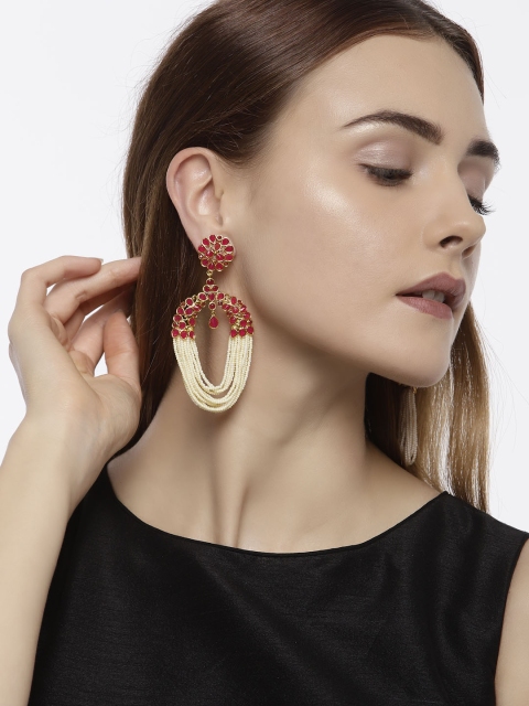 

Zaveri Pearls Gold-Plated Oval Drop Earrings