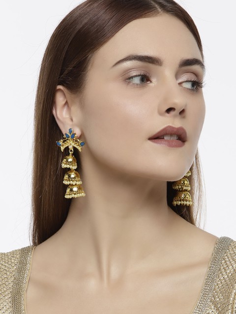 

Zaveri Pearls Gold-Plated Dome Shaped Drop Earrings
