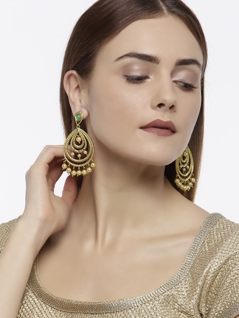 

Zaveri Pearls Gold-Plated Classic Drop Earrings