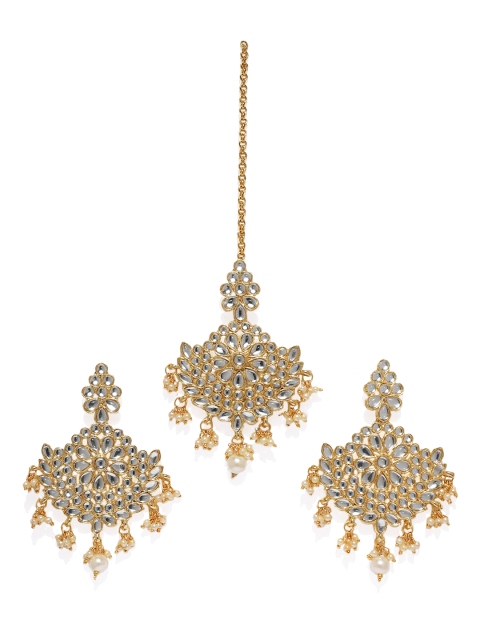 

Zaveri Pearls Women Gold-Toned Kundan & Pearl Jewellery Set