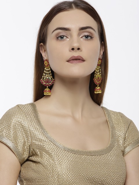 

Zaveri Pearls Gold-Plated Contemporary Drop Earrings