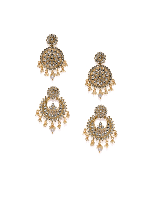 

Zaveri Pearls Gold-Toned & Silver-Toned Circular Jhumkas