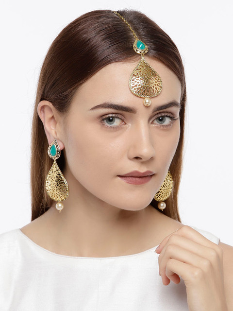 

Zaveri Pearls Gold-Plated Embellished Jewellery Set