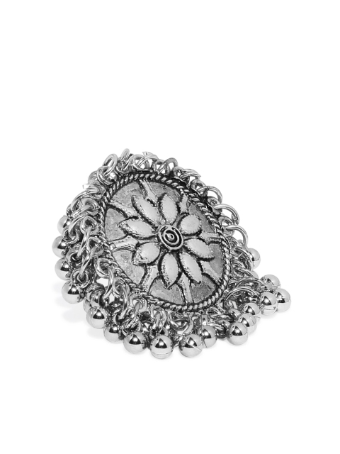 

Zaveri Pearls Women Antique Silver-Toned Textured Adjustable Ring
