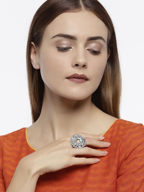 

Zaveri Pearls Women Silver-Toned Adjustable Ring