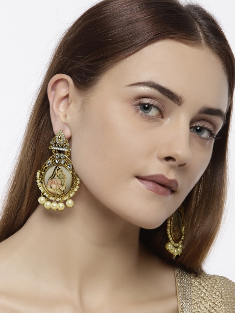 

Zaveri Pearls Gold-Plated Oval Drop Earrings