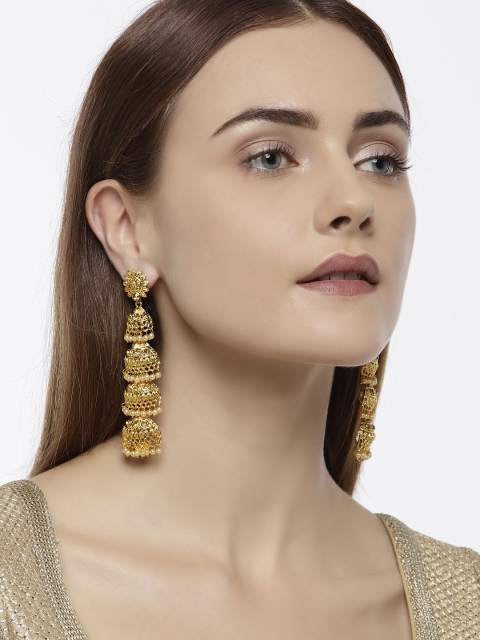 

Zaveri Pearls Gold-Plated Classic Jhumkas