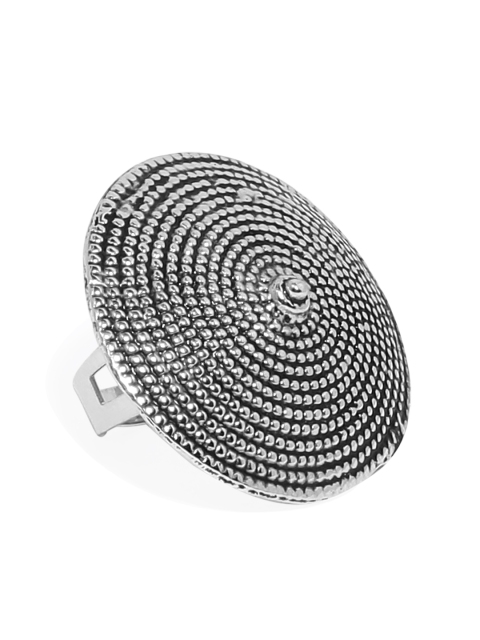 

Zaveri Pearls Women Antique Silver-Toned Textured Adjustable Ring