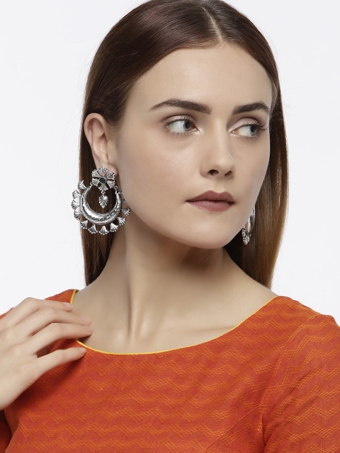 

Zaveri Pearls Silver Plated Circular Drop Earrings