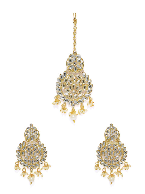 

Zaveri Pearls Off-white & Gold-Plated Jewellery Set, Silver