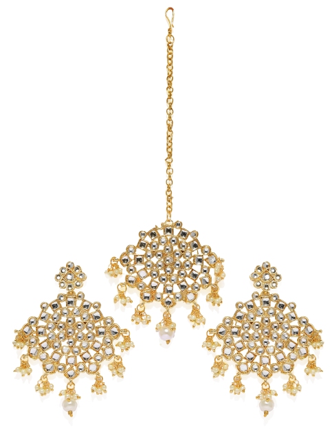 

Zaveri Pearls Women Gold-Toned & White Kundan & Pearl Jewellery Set