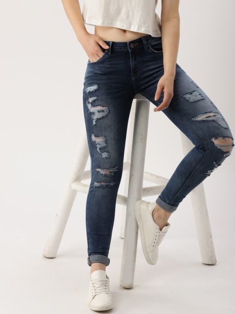 

Ms.Taken Women Blue Mid-Rise Highly Distressed Stretchable Jeans