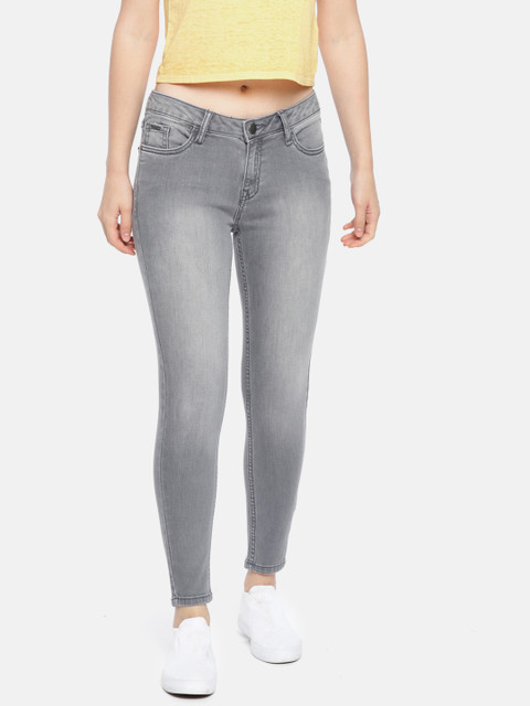 

Ms.Taken Women Grey Skinny Fit Mid-Rise Clean Look Stretchable Cropped Jeans