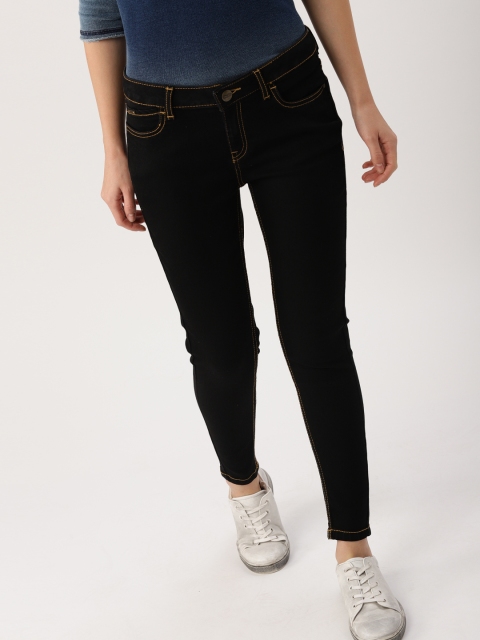 

Ms.Taken Women Black Skinny Fit Mid-Rise Clean Look Stretchable Cropped Jeans