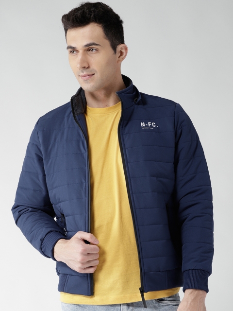 

Fort Collins Men Navy Blue Solid Bomber Jacket