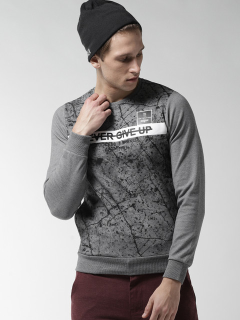 

Fort Collins Men Grey & Black Printed Sweatshirt