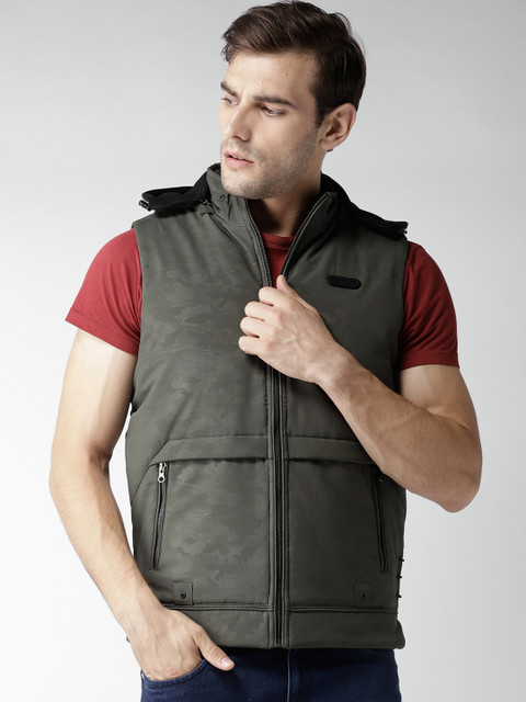

Fort Collins Men Olive Green Camouflage Print Padded Jacket