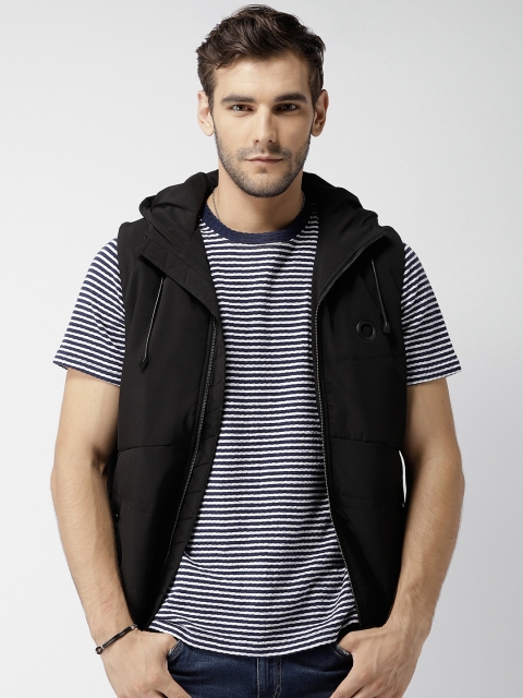 

Fort Collins Men Black Solid Hooded Sleeveless Padded Jacket