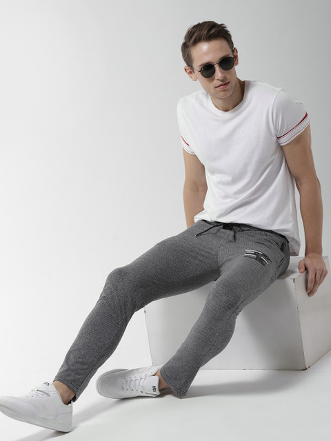 

Fort Collins Men Grey Melange Self Design Track Pants
