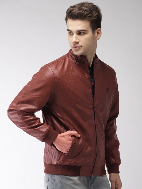 

Fort Collins Men Brown Solid Biker Jacket