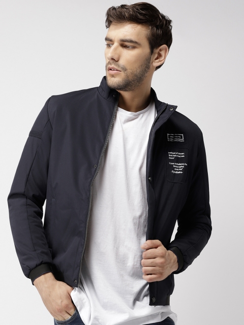 

Fort Collins Men Navy Blue Solid Bomber