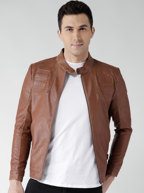 

Fort Collins Men Brown Solid Biker Jacket