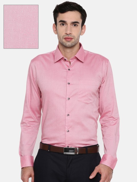 

Oxemberg Men Pink Slim Fit Self Design Formal Shirt