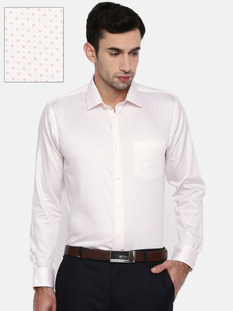 

Oxemberg Men White & Pink Slim Fit Printed Formal Shirt