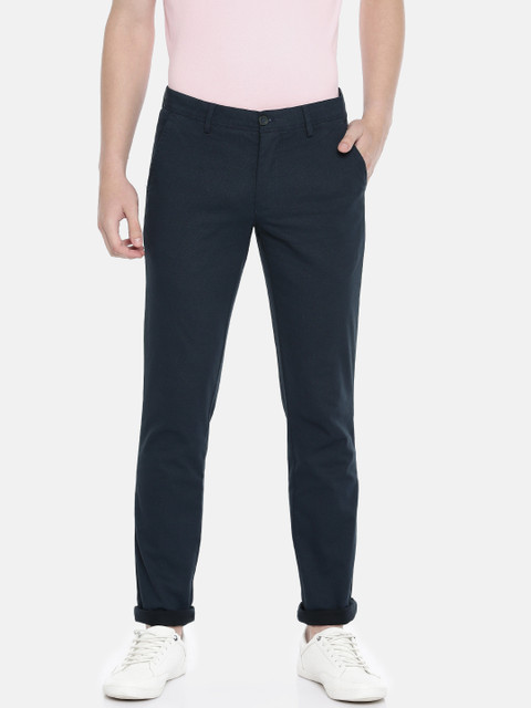 

J Hampstead Men Navy Blue Slim Fit Solid Chinos