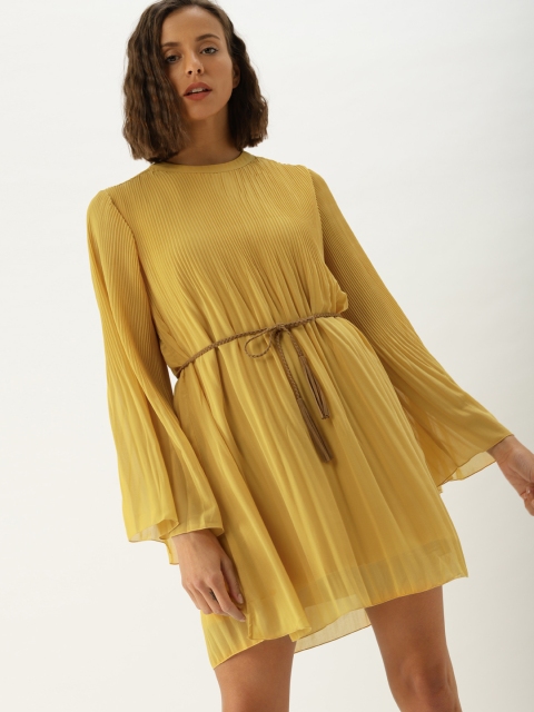 

Ms.Taken Women Mustard Yellow Solid A-Line Dress