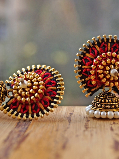 

Anetra Women Gold-Toned Circular Jhumkas