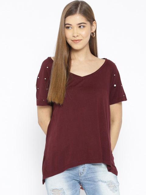 

Ms.Taken Women Burgundy Solid Top