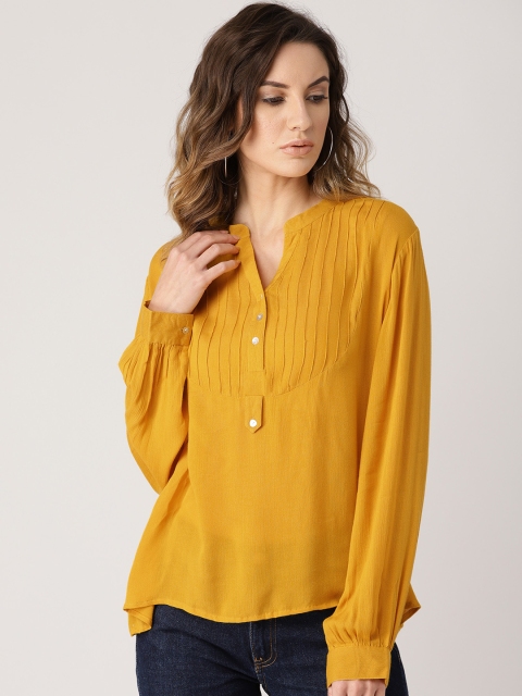 

Ms.Taken Women Mustard Yellow Solid Shirt Style Top