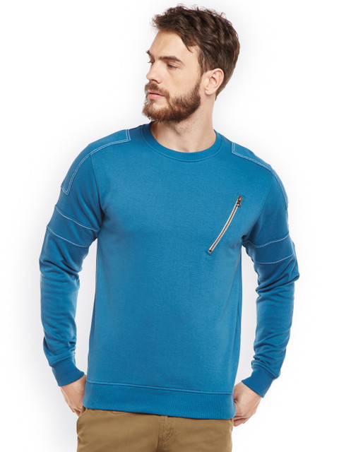 

Club York Men Blue Solid Sweatshirt