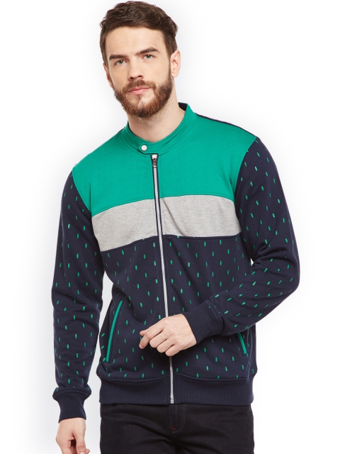 

Club York Men Navy Blue & Teal Printed Sweatshirt