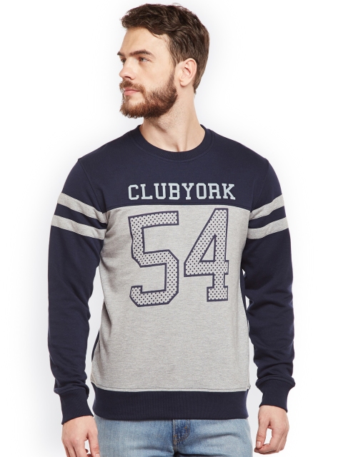 

Club York Men Navy Blue & Grey Printed Sweatshirt