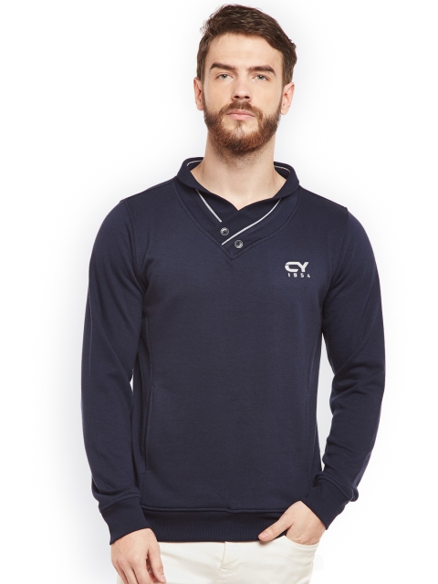 

Club York Men Navy Blue Solid Sweatshirt