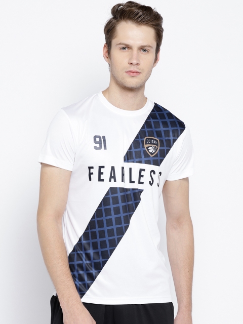 

Octave Men White Printed Round Neck T-shirt