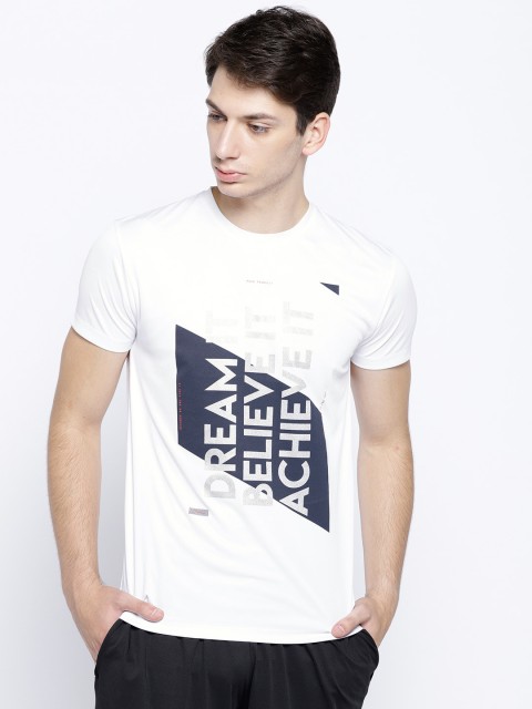 

Octave Men White Printed Round Neck T-shirt