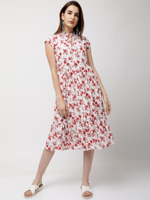 

Tokyo Talkies Women White Printed Fit and Flare Dress