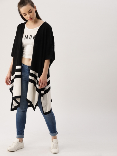 

Ms.Taken Black & White Colourblocked Open Front Shrug
