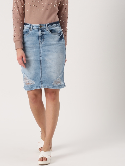 

Ms.Taken Blue Denim Straight Skirt