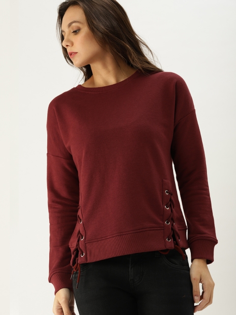 

Ms.Taken by Kriti Sanon Women Burgundy Solid Sweatshirt