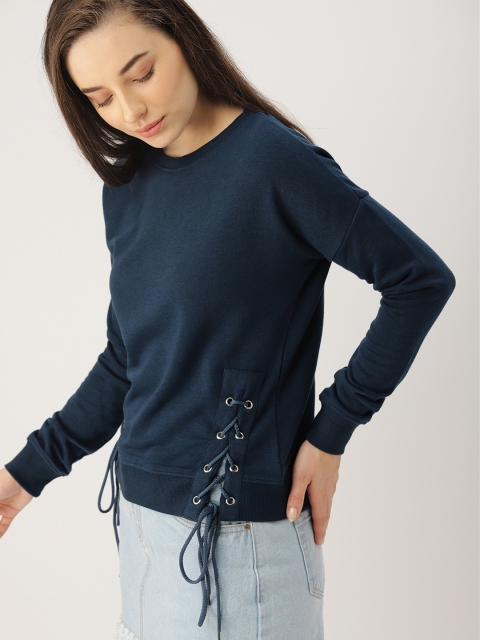 

Ms.Taken Women Navy Blue Solid Sweatshirt