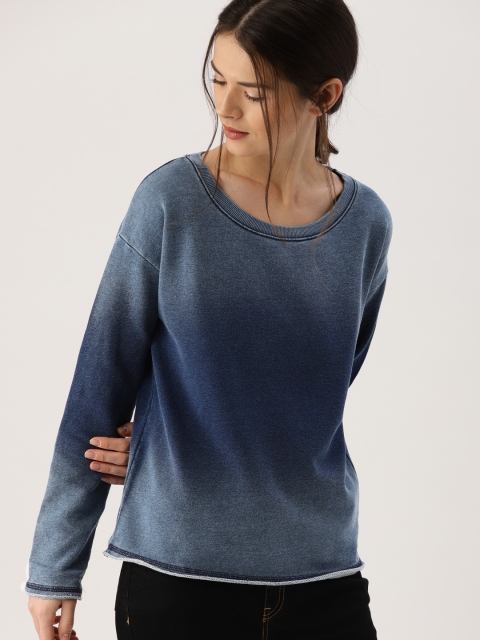 

Ms.Taken Women Navy Blue Ombre Effect Pure Cotton Top