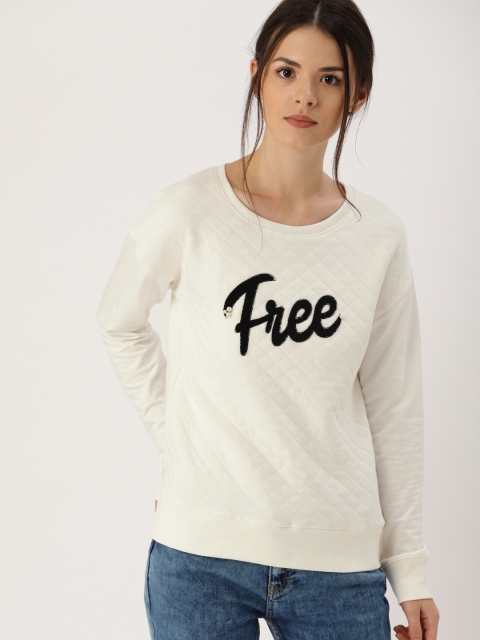 

Ms.Taken Women Off-White Solid Sweatshirt
