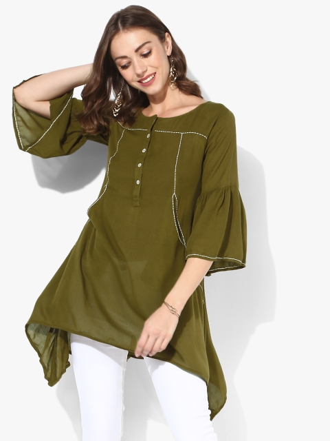 

Sangria Olive Green Solid Tunic