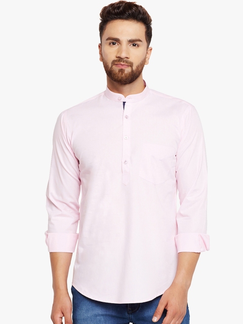 

Hancock Men Pink Solid Straight Kurta