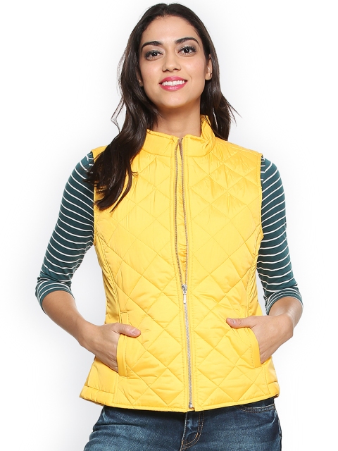 

Allen Solly Woman Yellow Self Design Quilted Jacket
